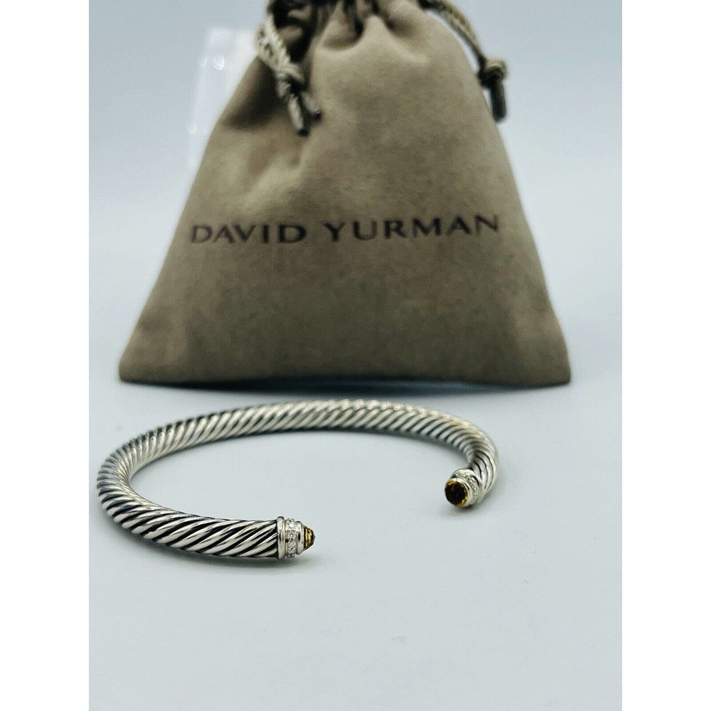 David Yurman Sterling Silver Cable Classics Bracelet Citrine and Diamond
